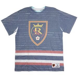 Real Salt Lake Mitchell & Ness‎ MLS L Large Shirt Jumbotron 3.0 Artwork Blue NWT
